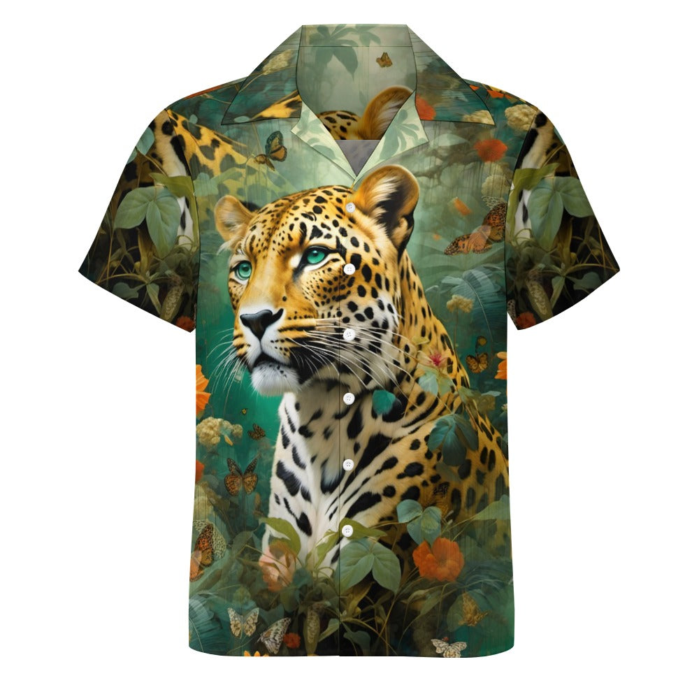 Leopard Flora - Cuban Collar Shirt