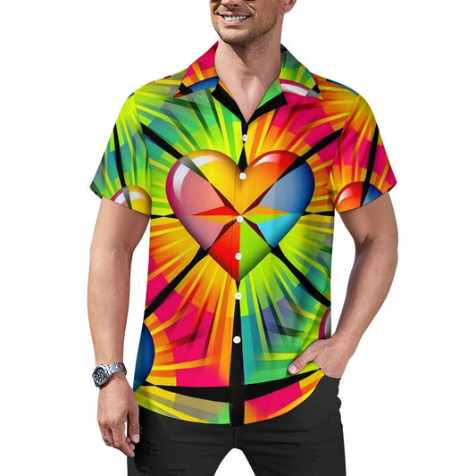 Heartburst - Cuban Collar Shirt - A Love-Filled Design