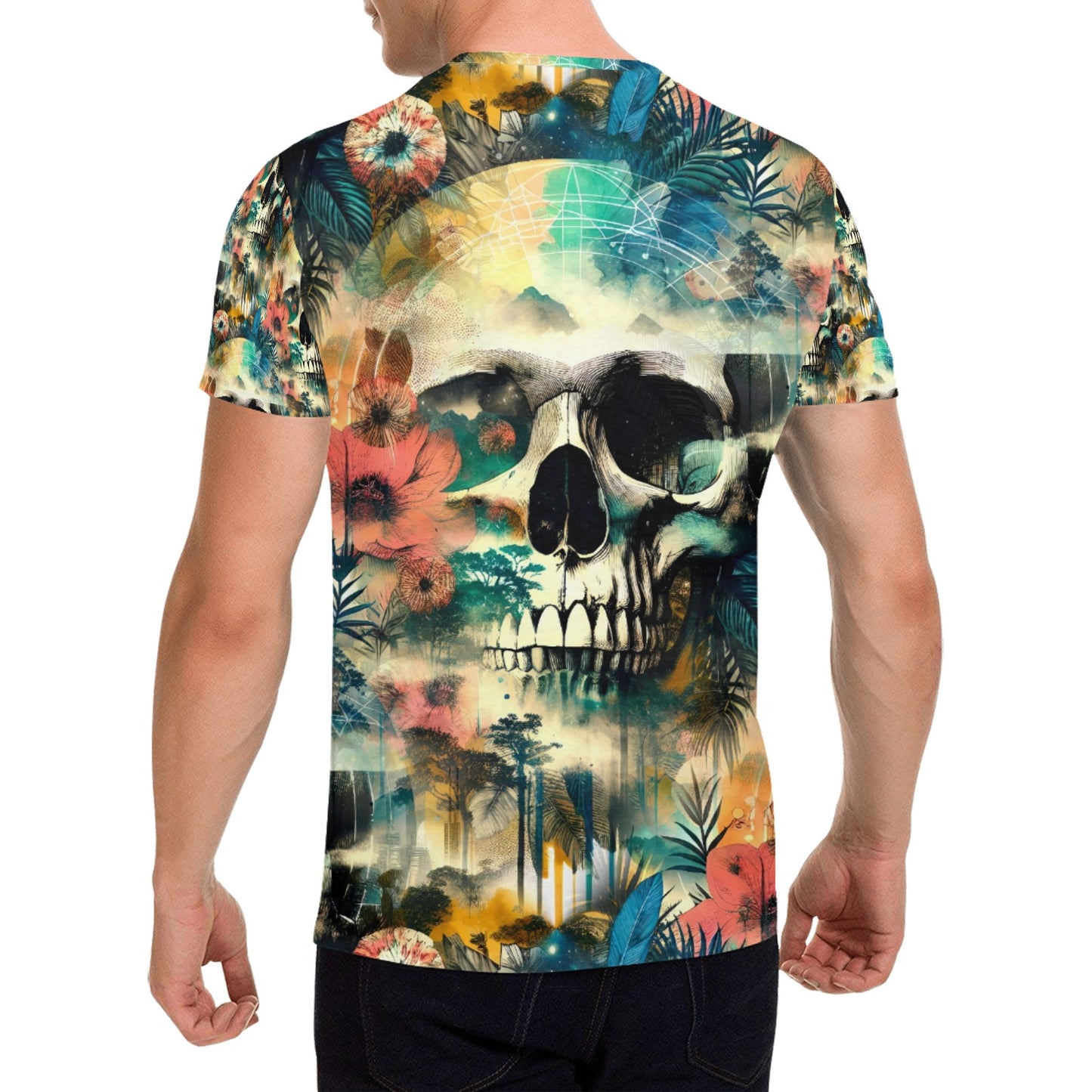 Spaced Out Skull - Unisex All Over Print T-Shirt