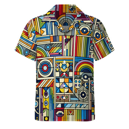 Rainbow Riot - Cuban Collar Shirt - A Vibrant Celebration