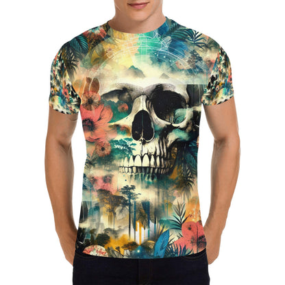 Spaced Out Skull - Unisex All Over Print T-Shirt