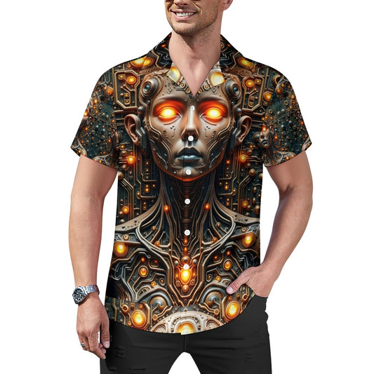 Circuit Soul - Cuban Collar Shirt - A Futuristic Fusion