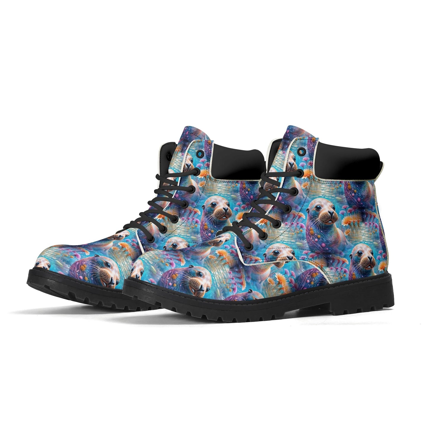 Adorable Sea Lion - Marine Art Boots - Womens All Seasons PU Leather Boots