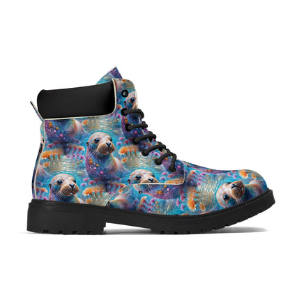 Adorable Sea Lion - Marine Art Boots - Womens All Seasons PU Leather Boots