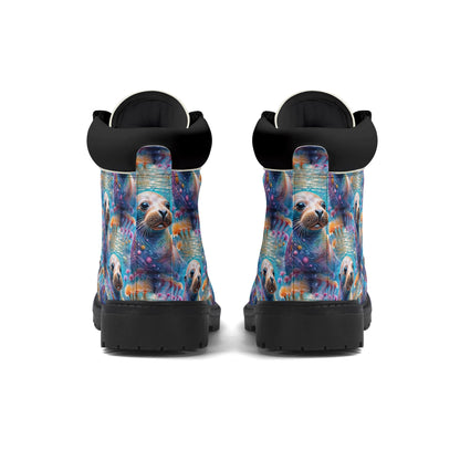 Adorable Sea Lion - Marine Art Boots - Womens All Seasons PU Leather Boots