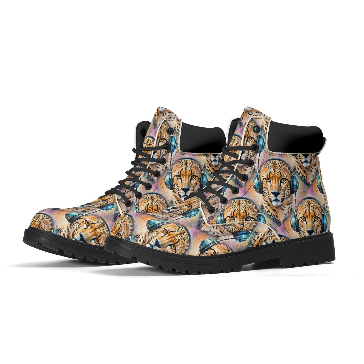 Cheetah Beats - Womens Boots - Urban Jungle Art