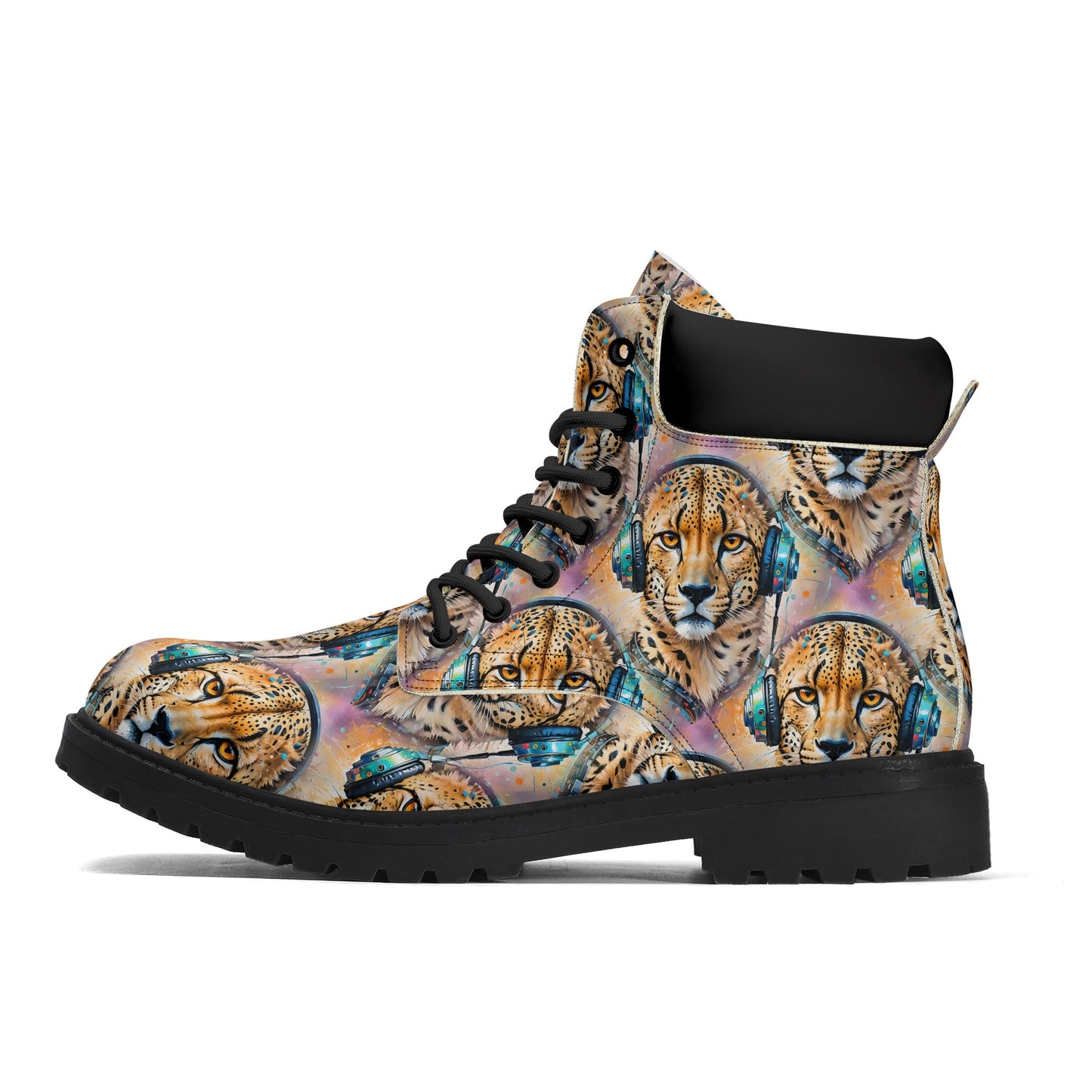 Cheetah Beats - Womens Boots - Urban Jungle Art