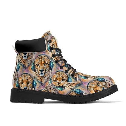 Cheetah Beats - Womens Boots - Urban Jungle Art