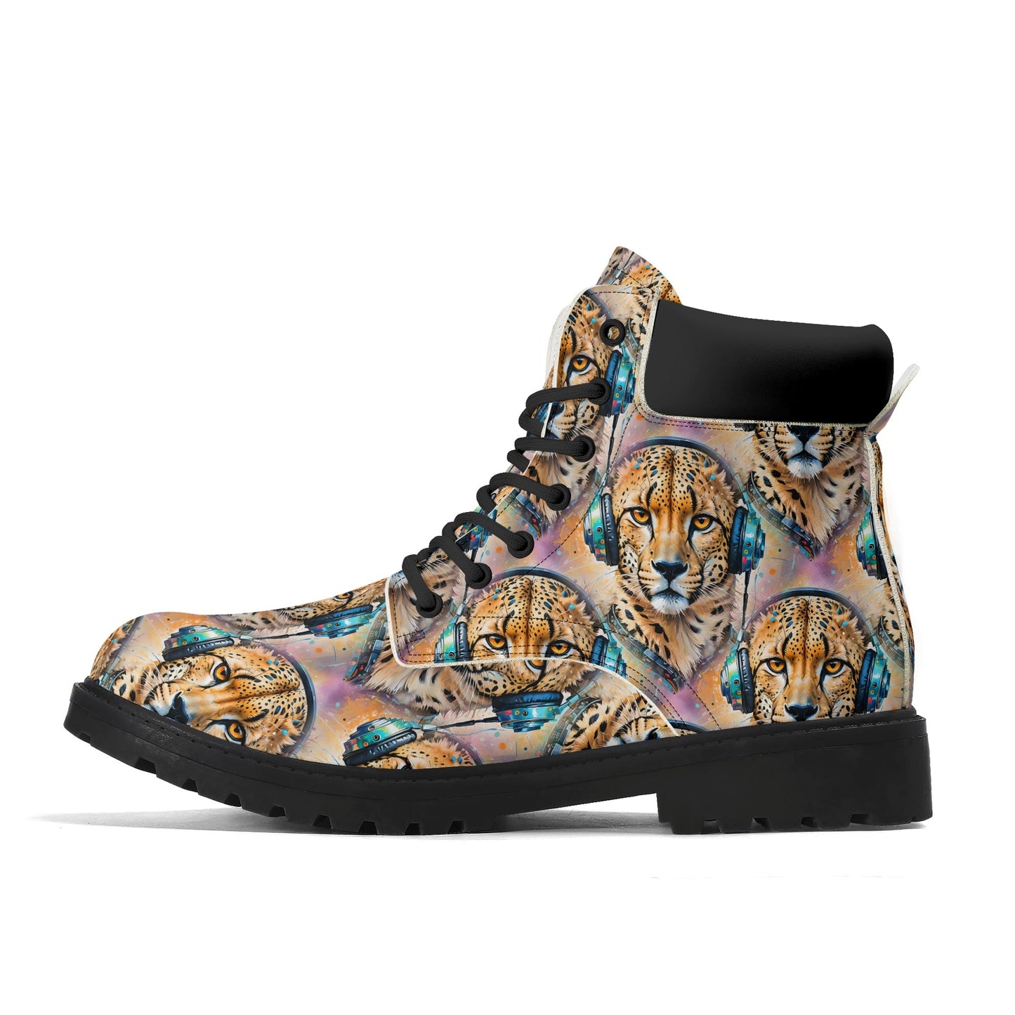 Cheetah Beats - Womens Boots - Urban Jungle Art