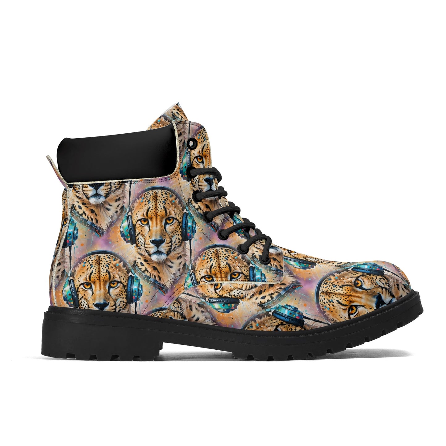 Cheetah Beats - Womens Boots - Urban Jungle Art