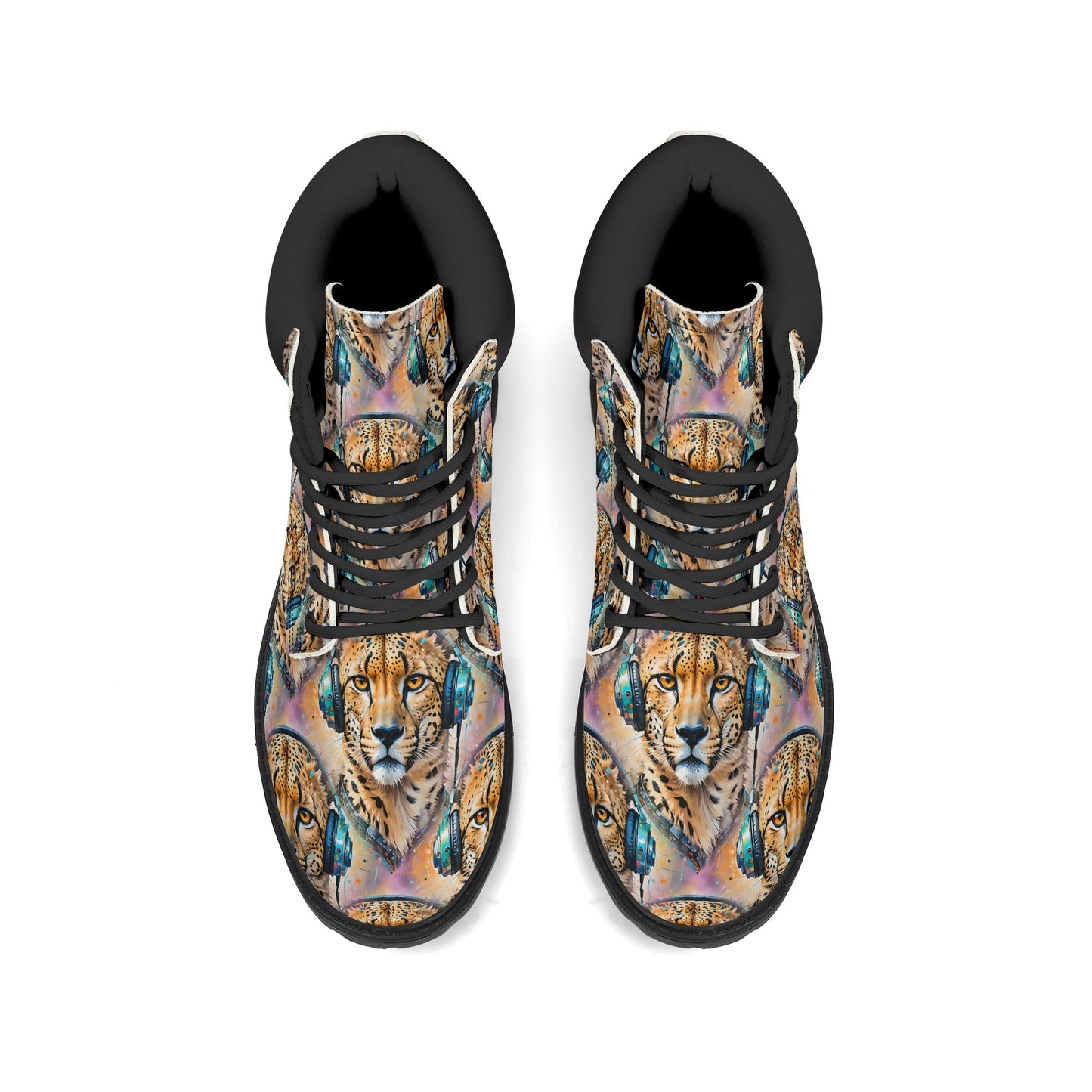 Cheetah Beats - Womens Boots - Urban Jungle Art