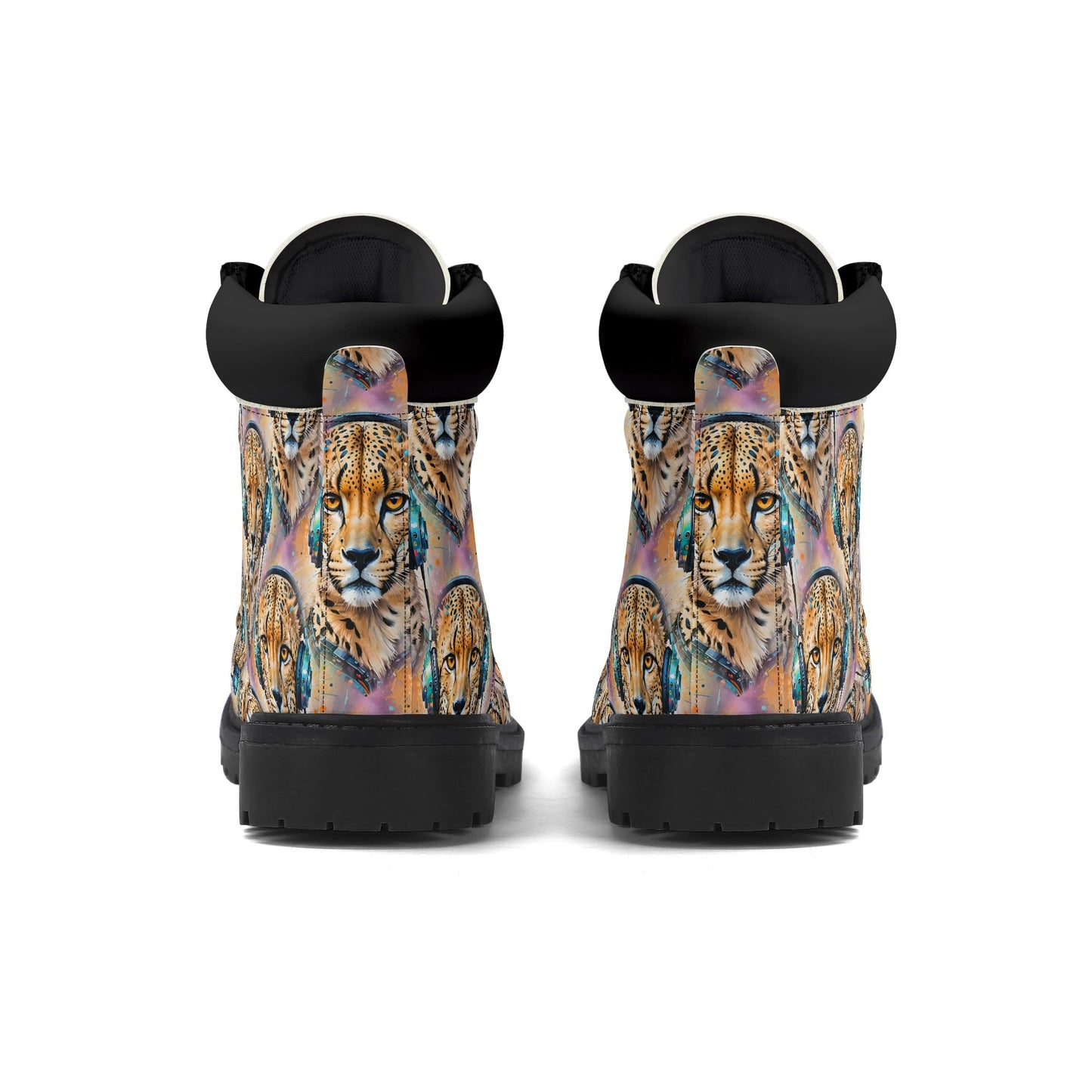 Cheetah Beats - Womens Boots - Urban Jungle Art