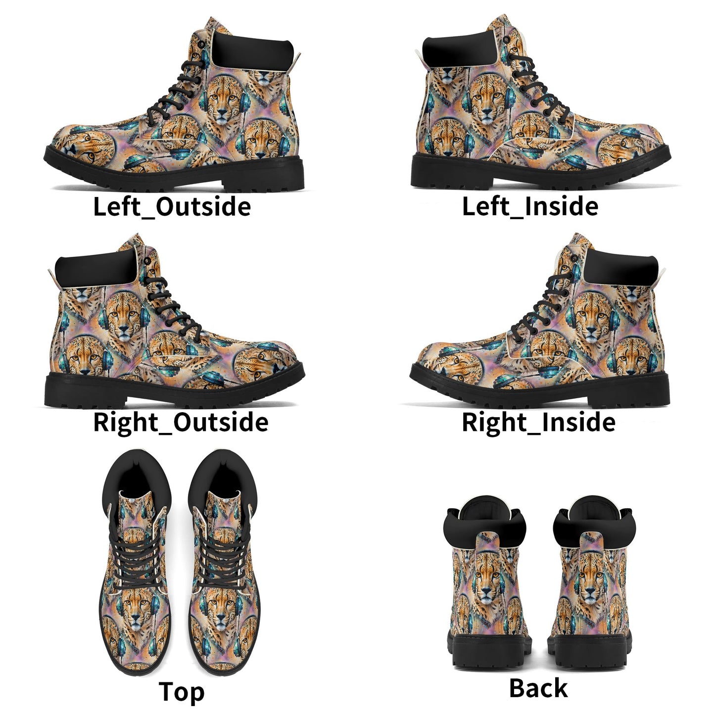 Cheetah Beats - Womens Boots - Urban Jungle Art