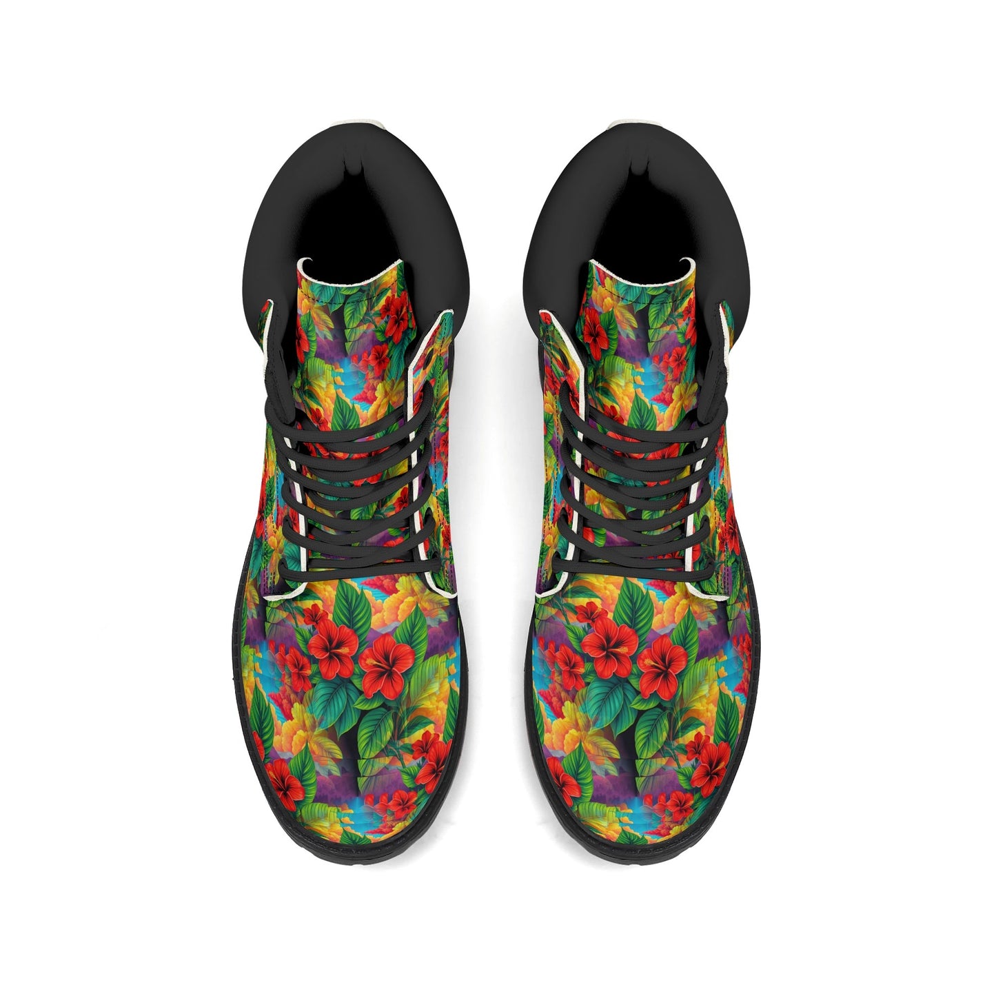 Hibiscus Haven - Tropical Womens PU Leather Boots