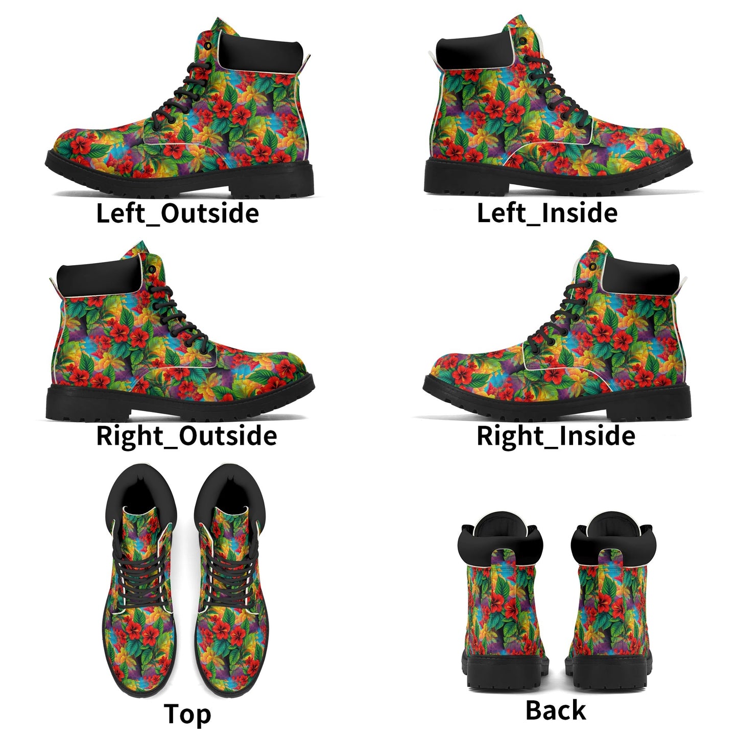 Hibiscus Haven - Tropical Womens PU Leather Boots