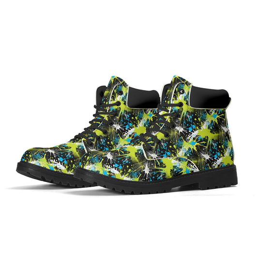 Ink Splashed - Abstract Womens PU Leather Boots