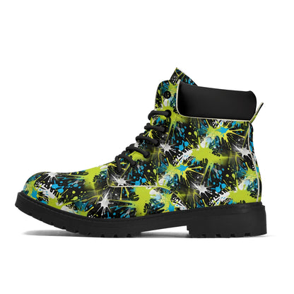 Ink Splashed - Abstract Womens PU Leather Boots