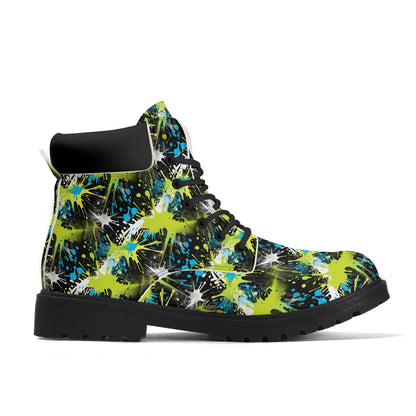 Ink Splashed - Abstract Womens PU Leather Boots