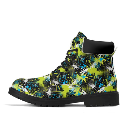 Ink Splashed - Abstract Womens PU Leather Boots