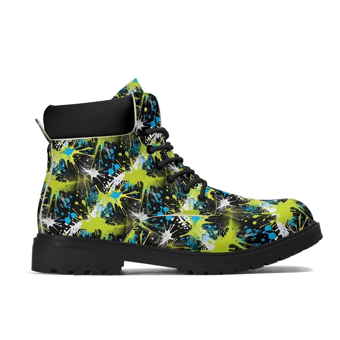 Ink Splashed - Abstract Womens PU Leather Boots