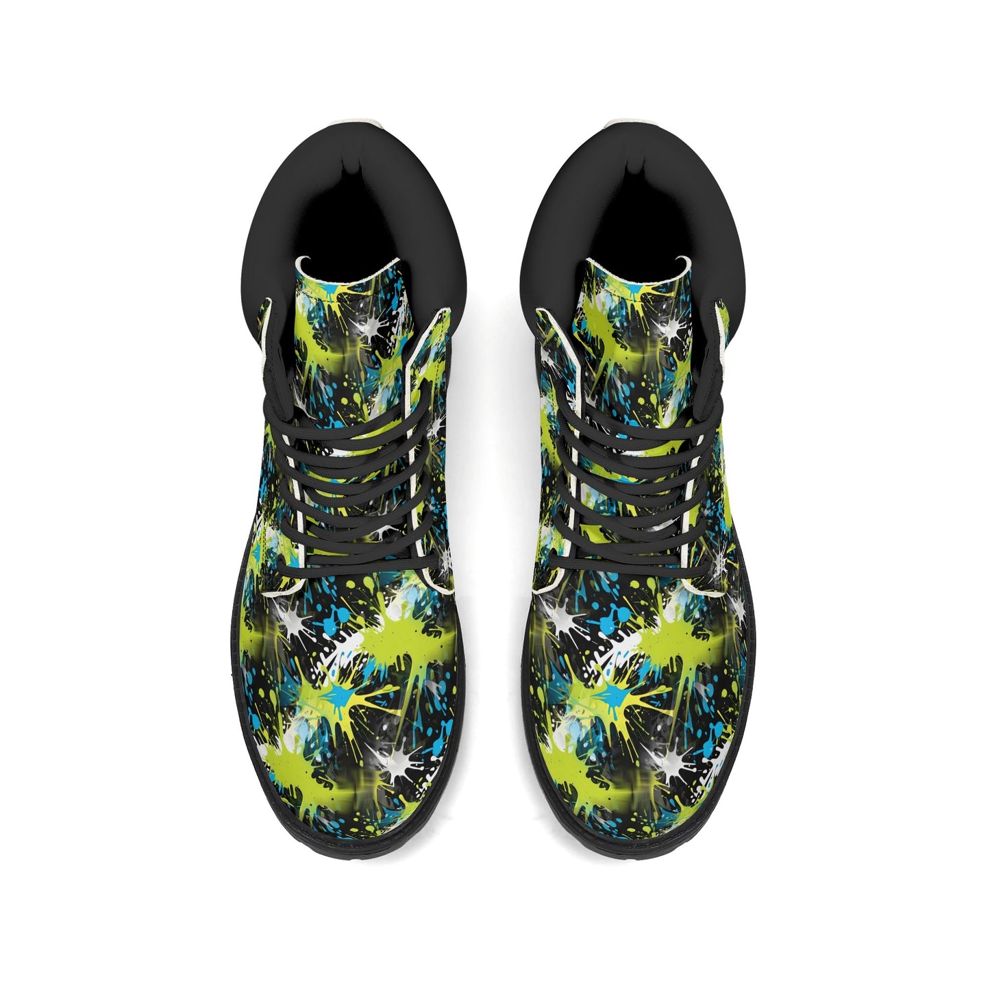 Ink Splashed - Abstract Womens PU Leather Boots