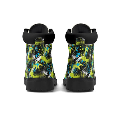 Ink Splashed - Abstract Womens PU Leather Boots