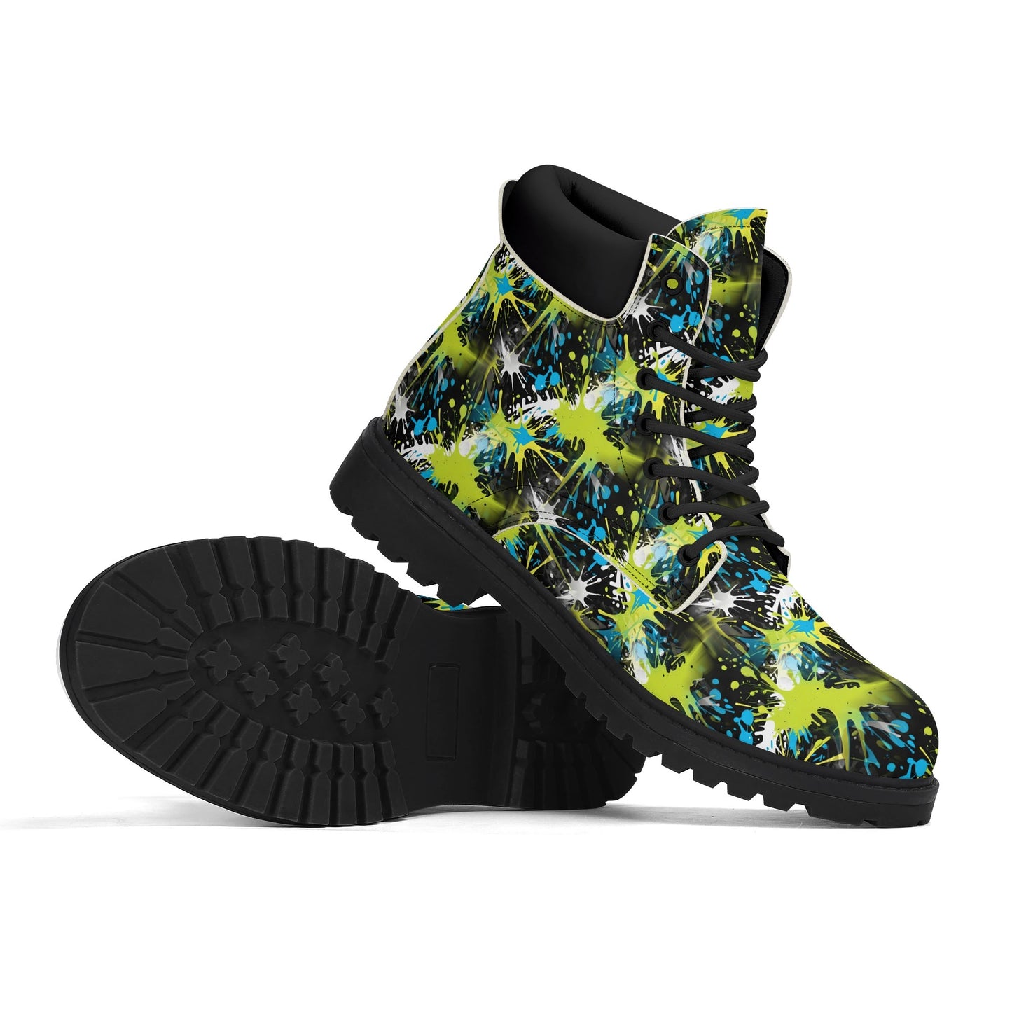 Ink Splashed - Abstract Womens PU Leather Boots