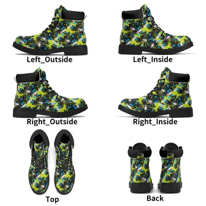 Ink Splashed - Abstract Womens PU Leather Boots