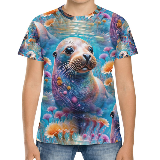 Adorable Sea Lion - Underwater Adventure All Over Print Kids T-Shirt