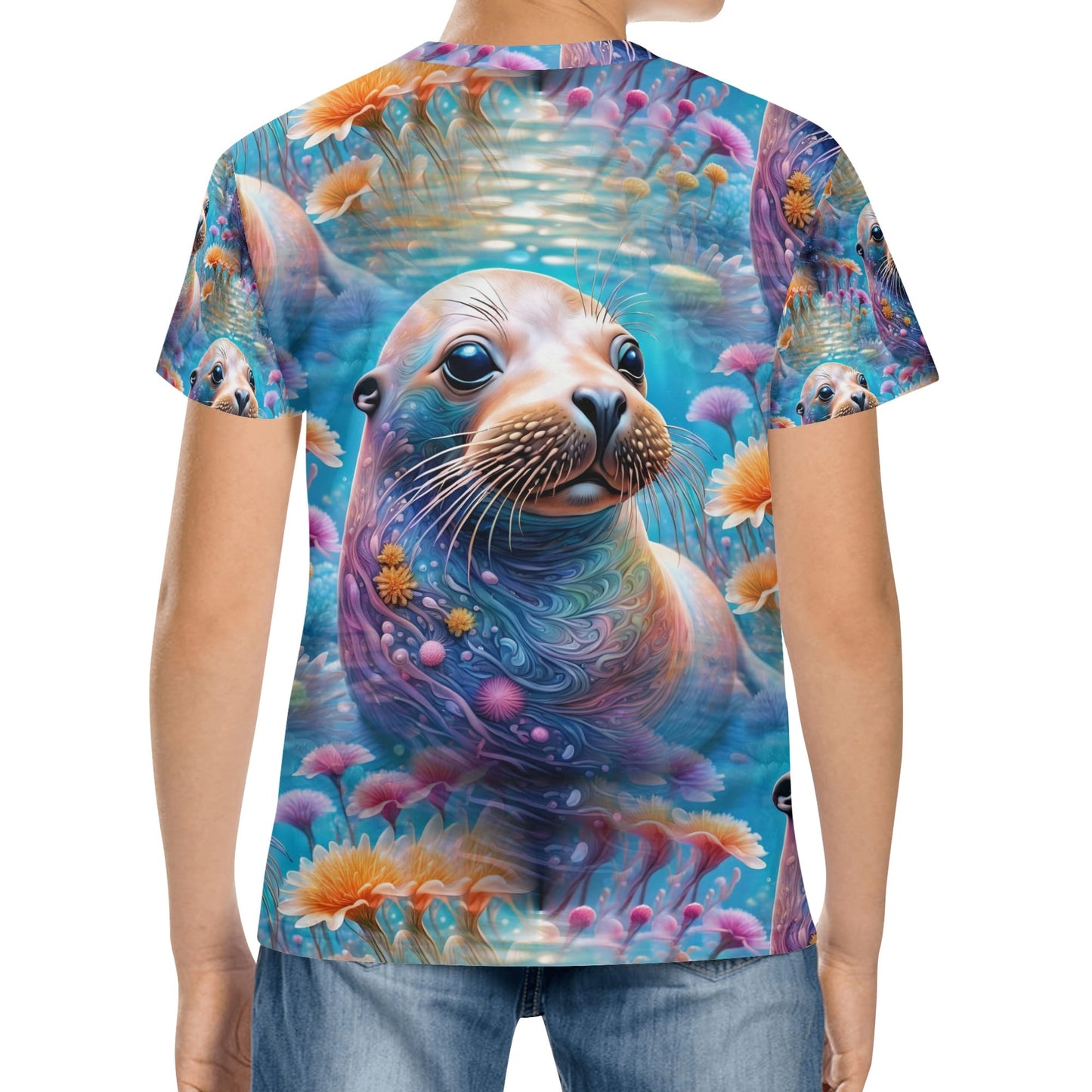 Adorable Sea Lion - Underwater Adventure All Over Print Kids T-Shirt