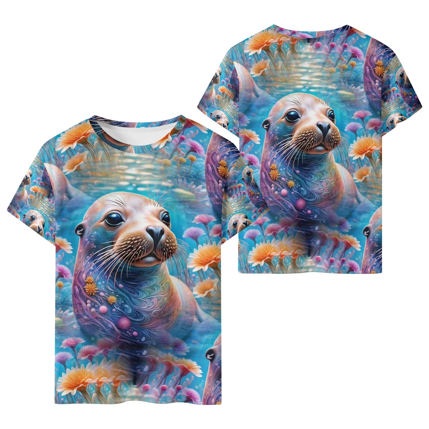 Adorable Sea Lion - Underwater Adventure All Over Print Kids T-Shirt