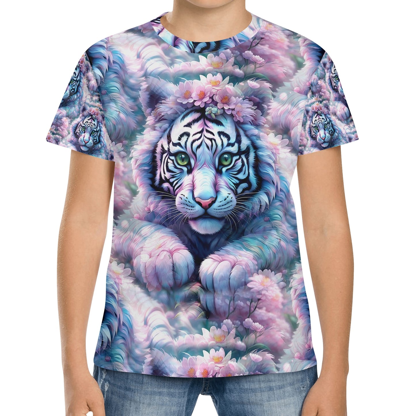 Adorable White Tiger - Fantasy Realm Kids T-Shirt