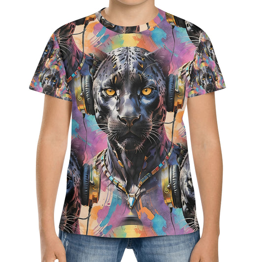 Black Panther Beats - Groovy Cat Kids T-Shirt