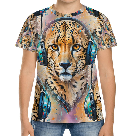 Cheetah Beats - Groovy Cat Kids T-Shirt