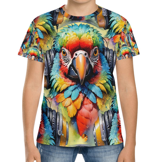 Macaw Beats - Groovy Bird Kids T-Shirt