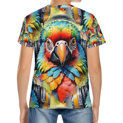 Macaw Beats - Groovy Bird Kids T-Shirt