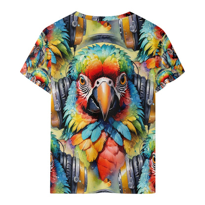 Macaw Beats - Groovy Bird Kids T-Shirt