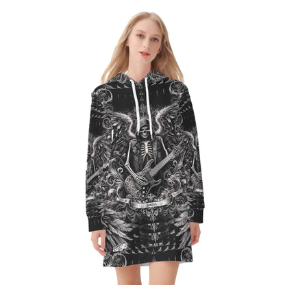 Ghoulish Guitarist - Hoodie Dress - A Dark and Edgy Design