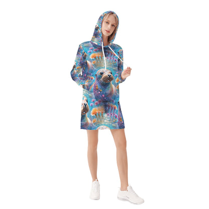 Adorable Sea Lion - Hoodie Dress - A Playful Underwater Adventure