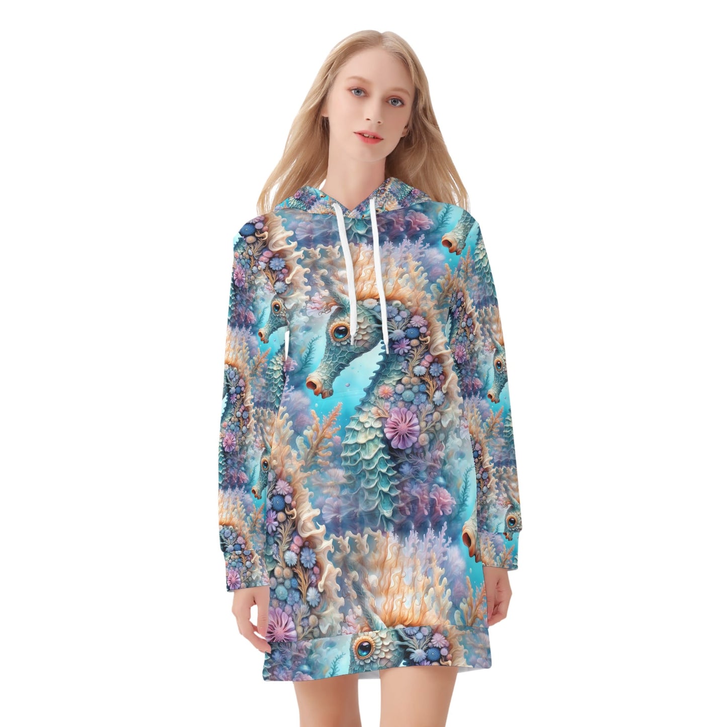 Adorable Seahorse - Hoodie Dress - A Whimsical Underwater Adventure