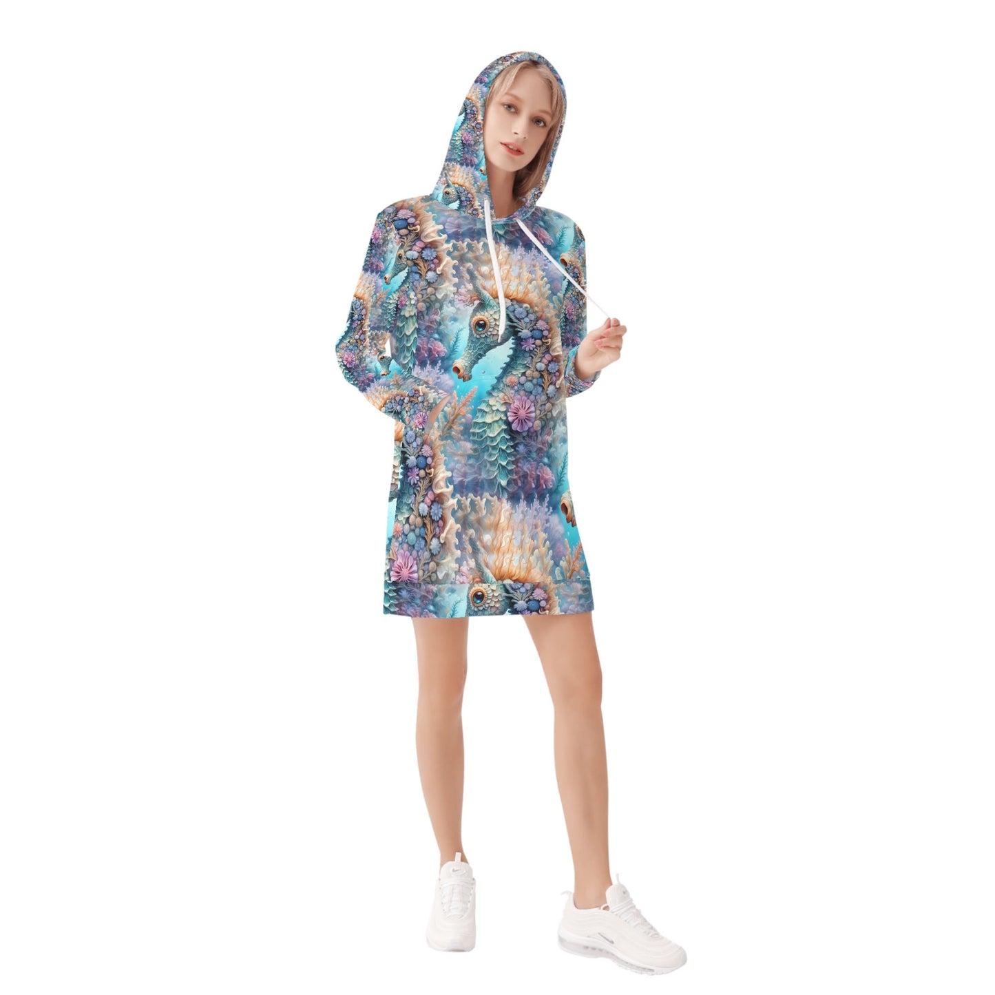 Adorable Seahorse - Hoodie Dress - A Whimsical Underwater Adventure