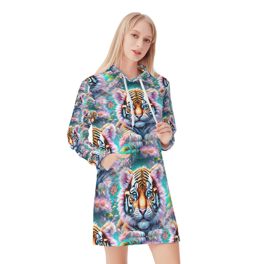 Adorable Tiger - Hoodie Dress - A Whimsical Wildlife Encounter