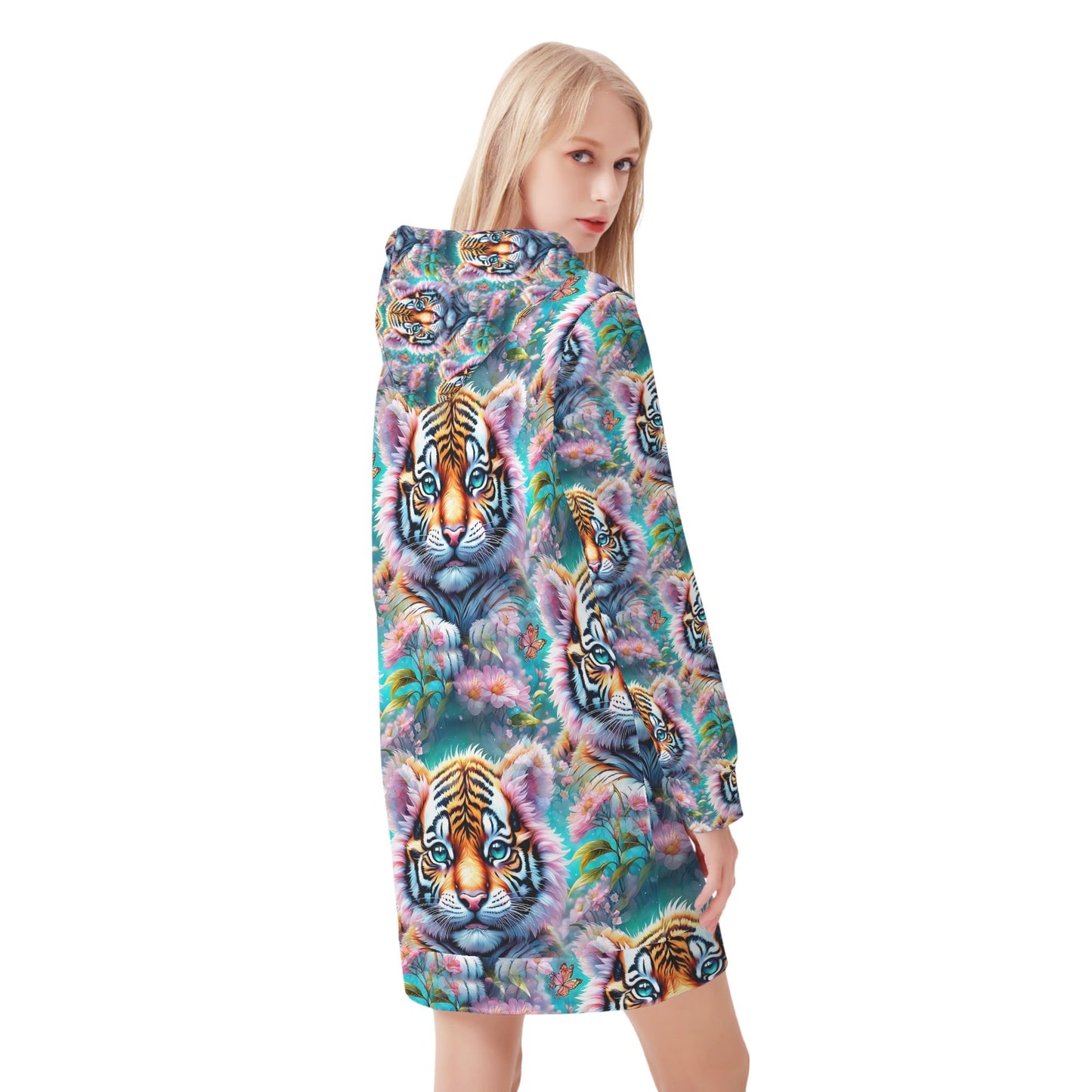 Adorable Tiger - Hoodie Dress - A Whimsical Wildlife Encounter