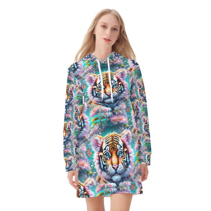 Adorable Tiger - Hoodie Dress - A Whimsical Wildlife Encounter