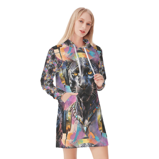 Black Panther Beats - Hoodie Dress - A Wild Rhythm