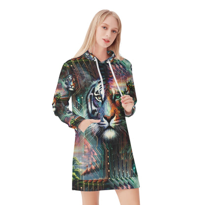 Cybernetic Jungle - Hoodie Dress - A Fusion of Nature and Technology