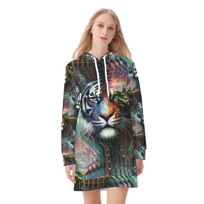 Cybernetic Jungle - Hoodie Dress - A Fusion of Nature and Technology