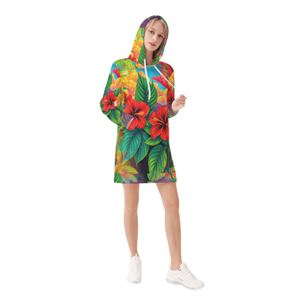 Hibiscus Haven - Hoodie Dress - A Tropical Escape