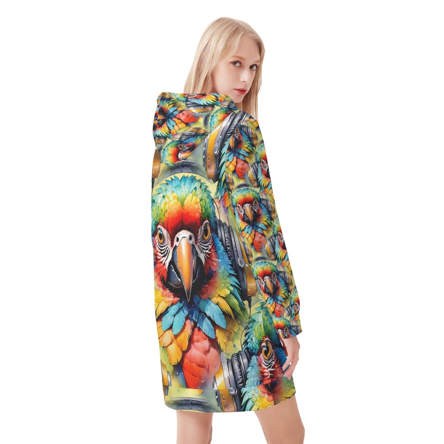 Macaw Beats - Hoodie Dress - A Tropical Tune