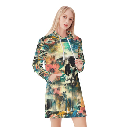 Spaced Out Skull - Hoodie Dress - A Cosmic Tapestry